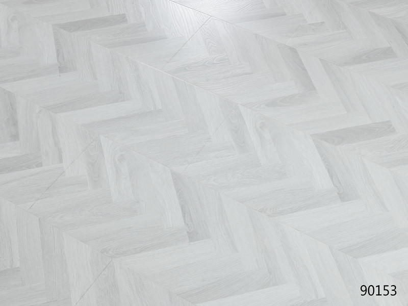 Herringbone white laminate flooring